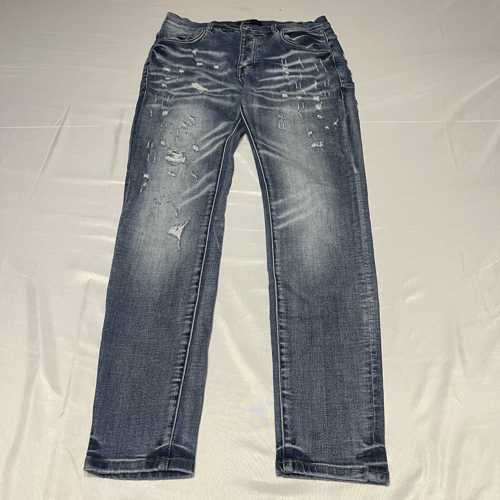 Purple Brand Jeans Men's Fits 32x30 Blue Denim Skinny Stretch Distressed